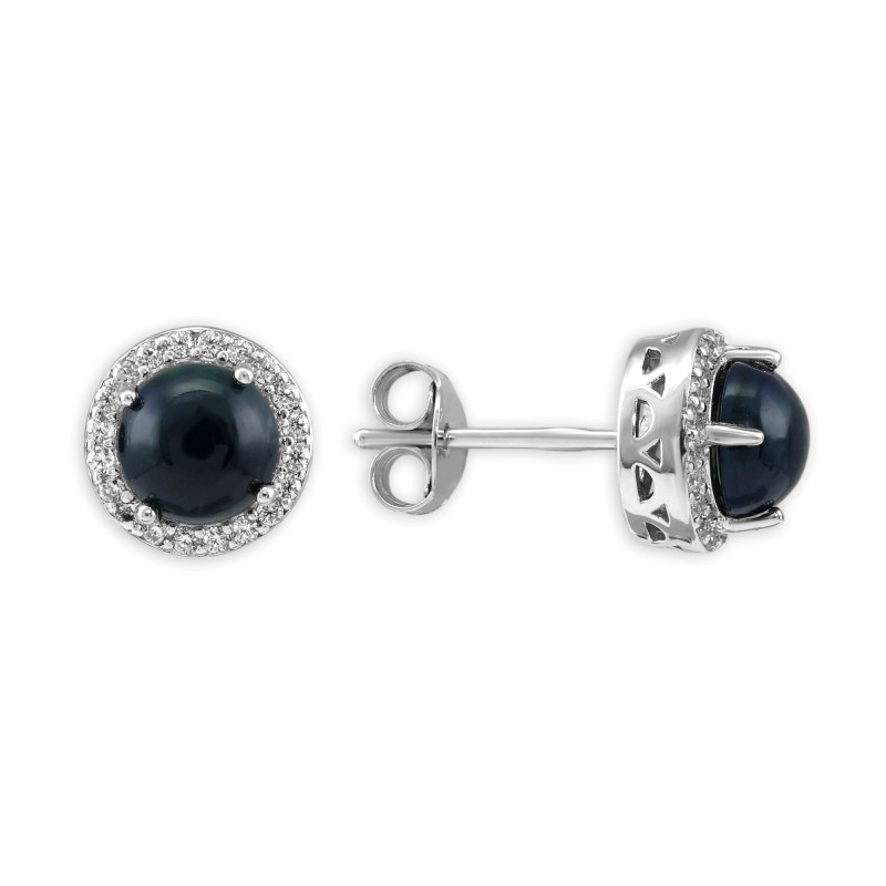 Серьги-пусеты из серебра с опалом