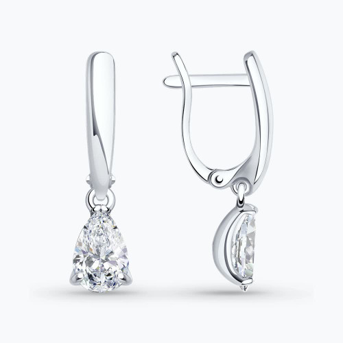 Серьги из серебра с фианитами