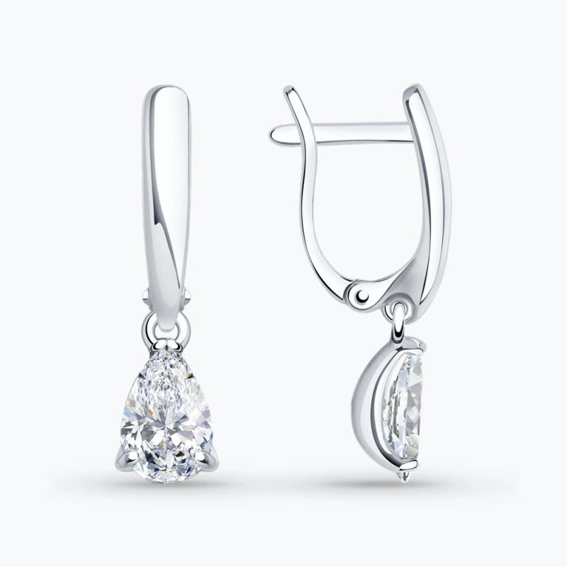 Серьги из серебра с фианитами