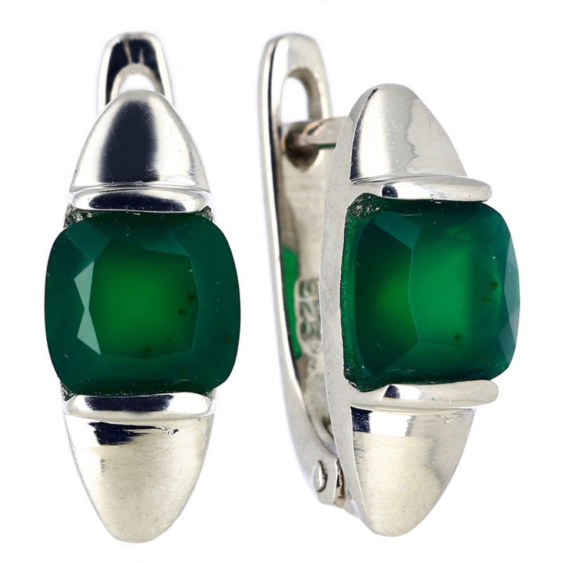 Серьги из серебра с хризопразом