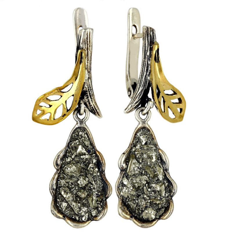 Серебряные серьги с пиритом