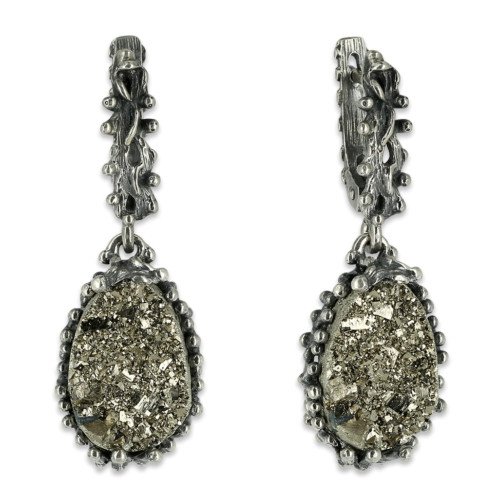 Серьги из серебра с пиритами