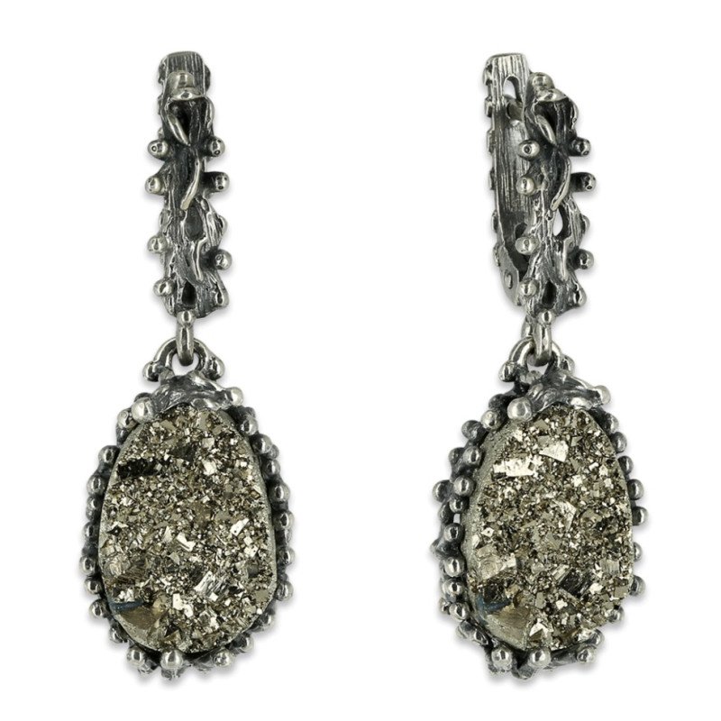 Серьги из серебра с пиритами
