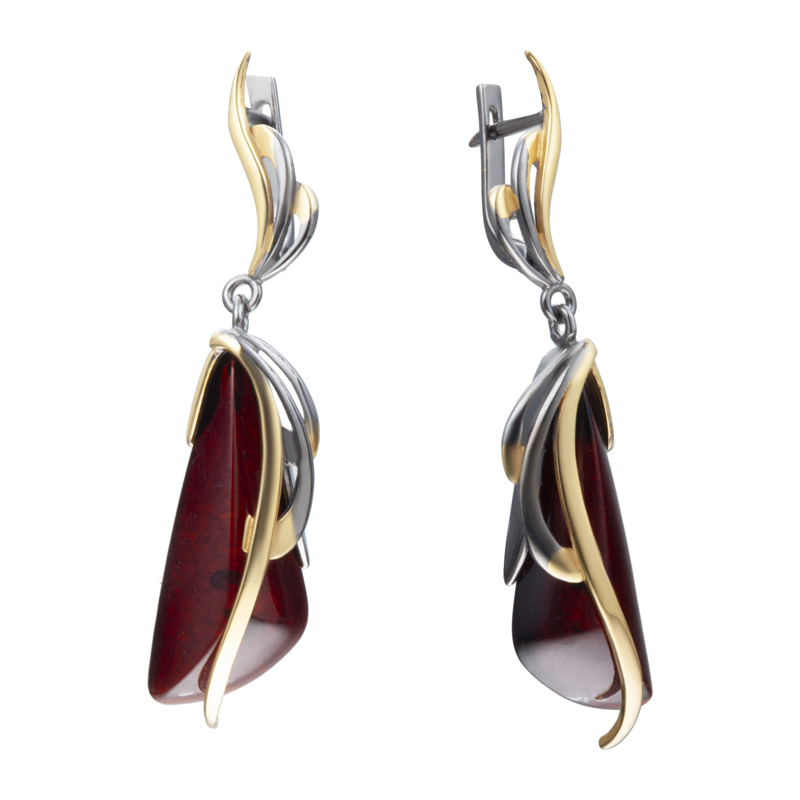 Серьги с янтарём