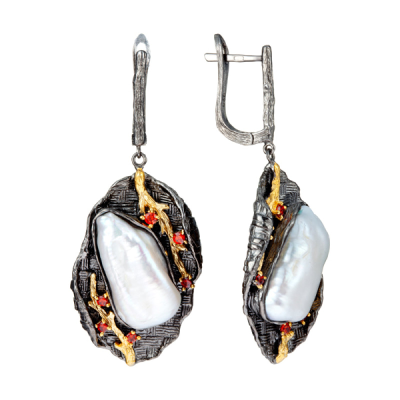 Серьги с жемчугом и цирконием