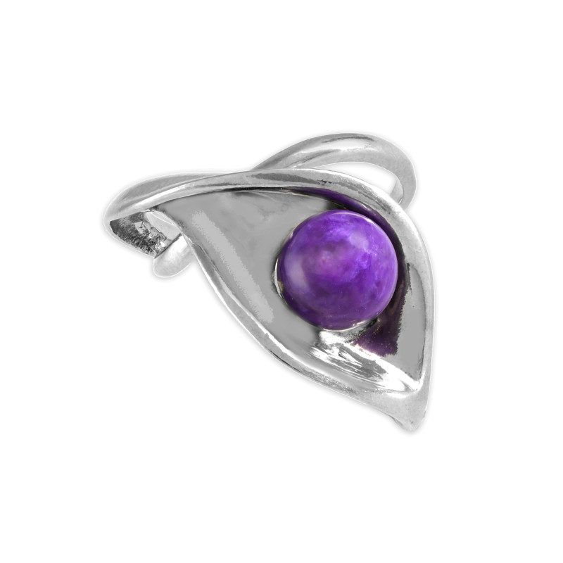 Кольцо из серебра с чароитом