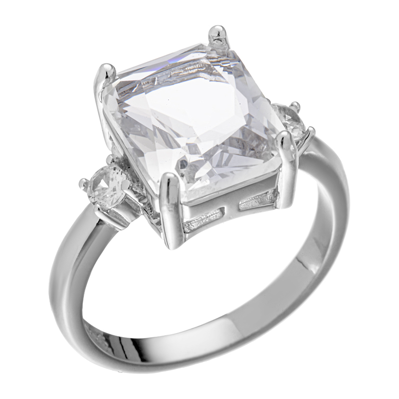 Кольцо с горным хрусталём и цирконием