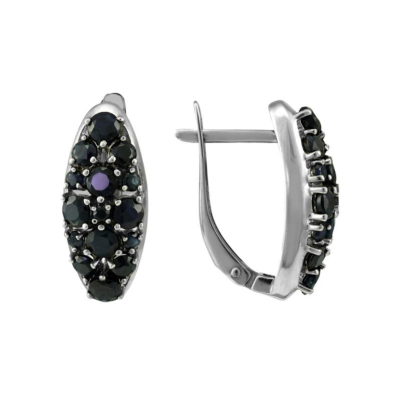 Серебряные серьги с сапфирами