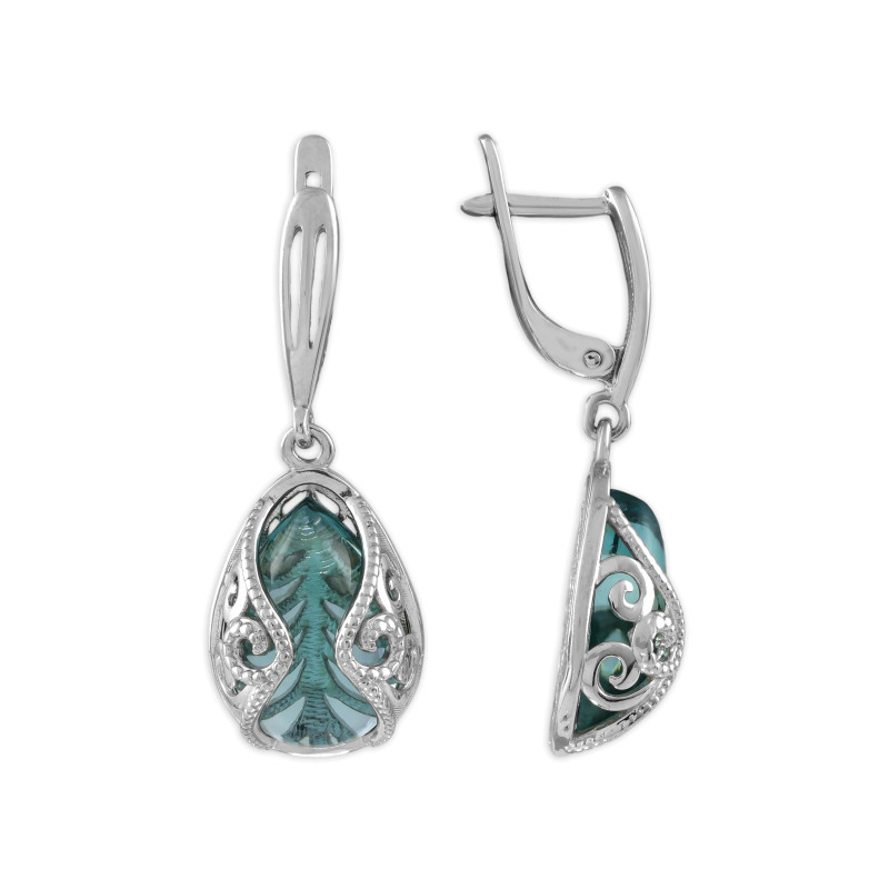 Серебряные серьги с аквамаринами