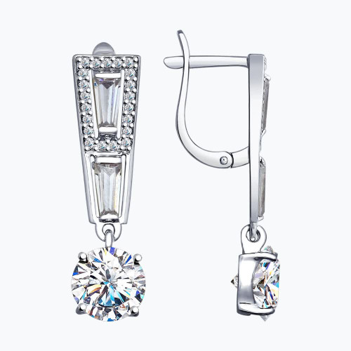Серьги из серебра с фианитами