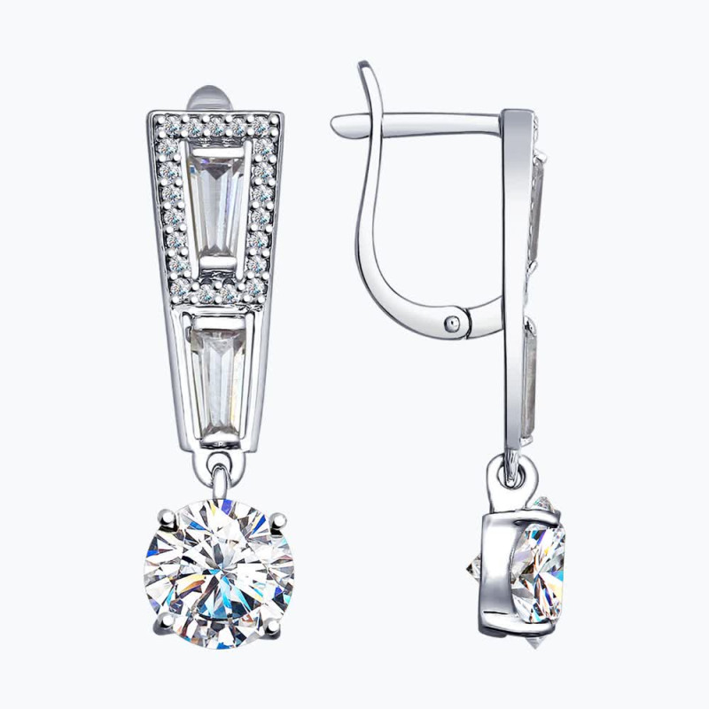 Серьги из серебра с фианитами