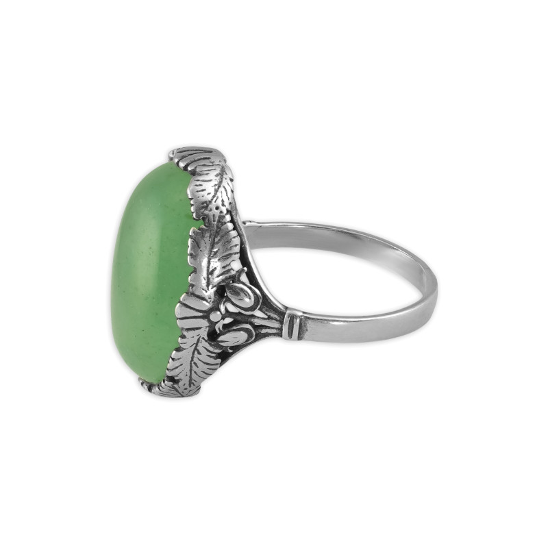Кольцо серебряное с натуральным нефритом