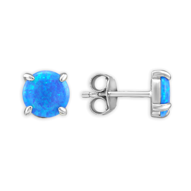 Серьги-пусеты из серебра с опалами