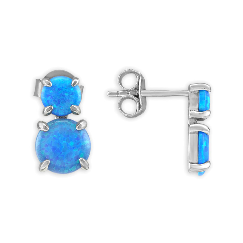 Серебряные серьги-пусеты с опалами