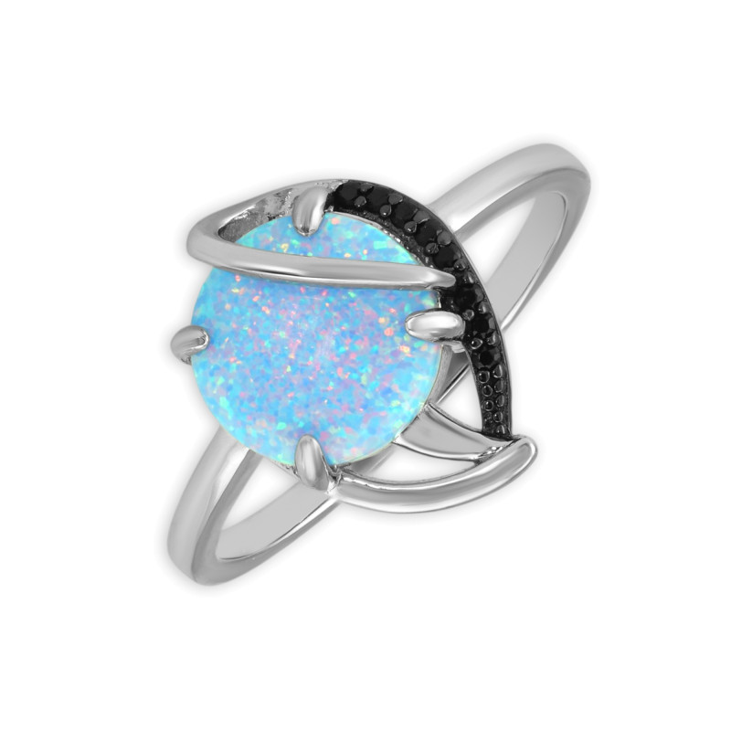 Серебряное кольцо с опалом и кубическим цирконием