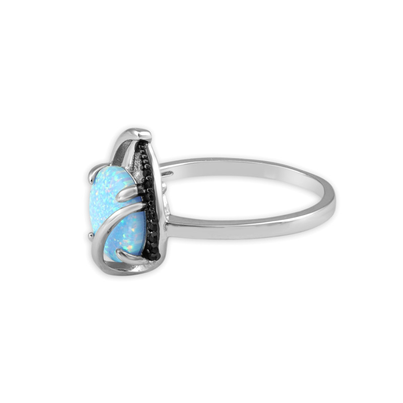 Серебряное кольцо с опалом и кубическим цирконием