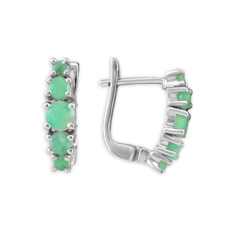 Серьги из серебра с изумрудами