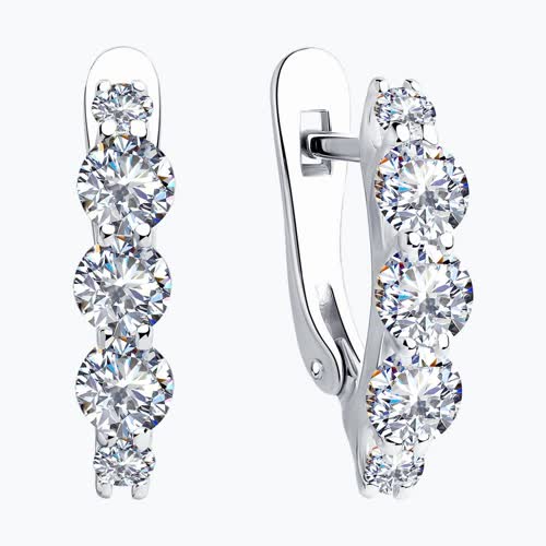 Серьги из серебра с фианитами