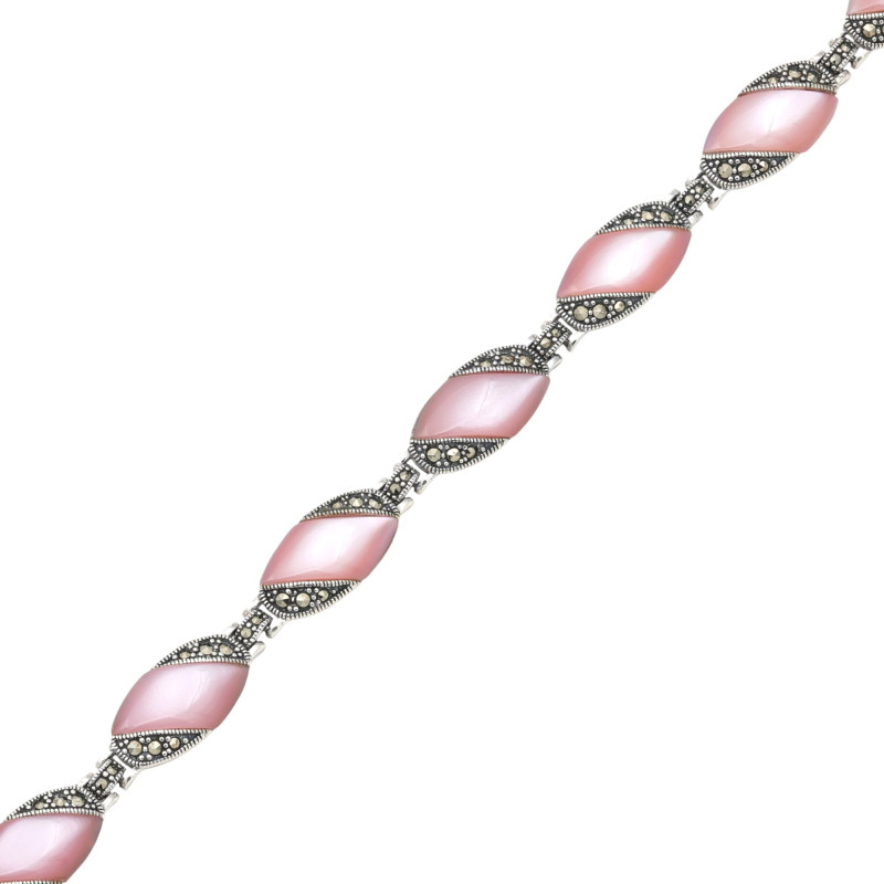 Браслет с марказитами и перламутром