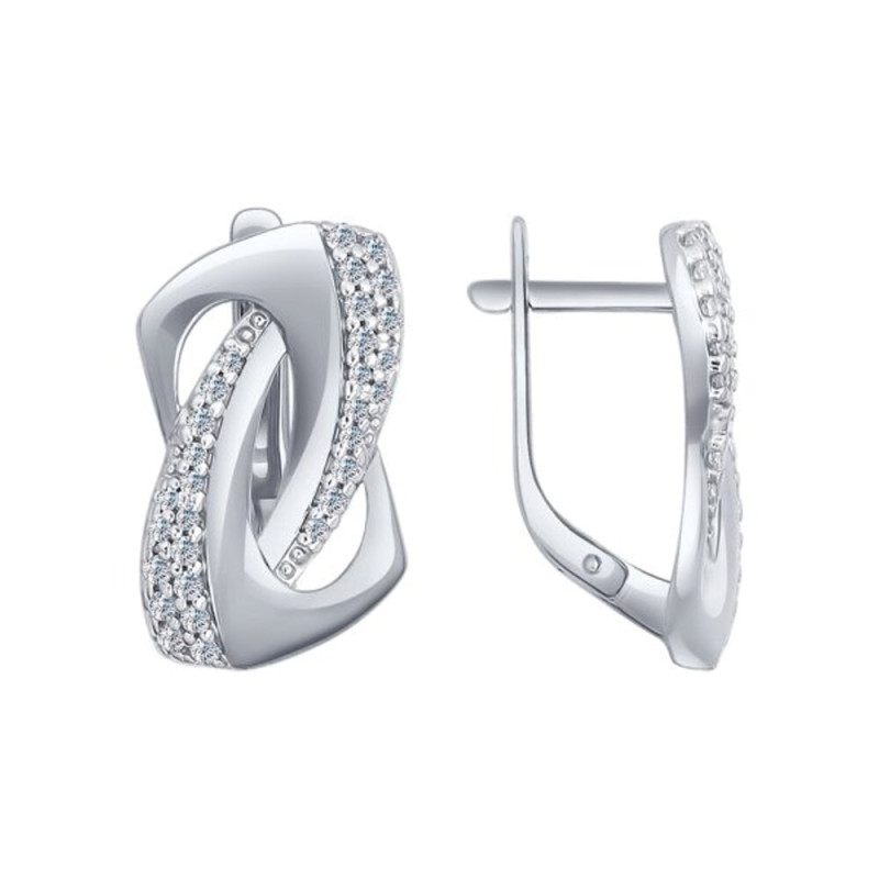 Серьги из серебра с фианитами