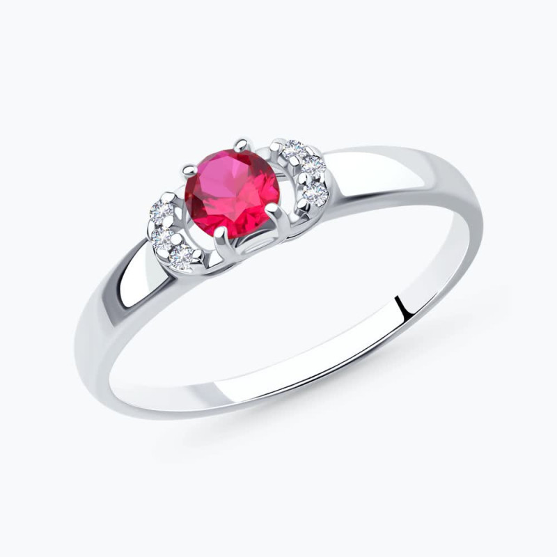 Серебряное кольцо с искусственным рубином