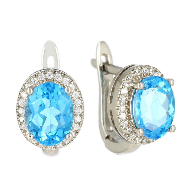 Серебряные серьги с топазом и кубическим цирконием