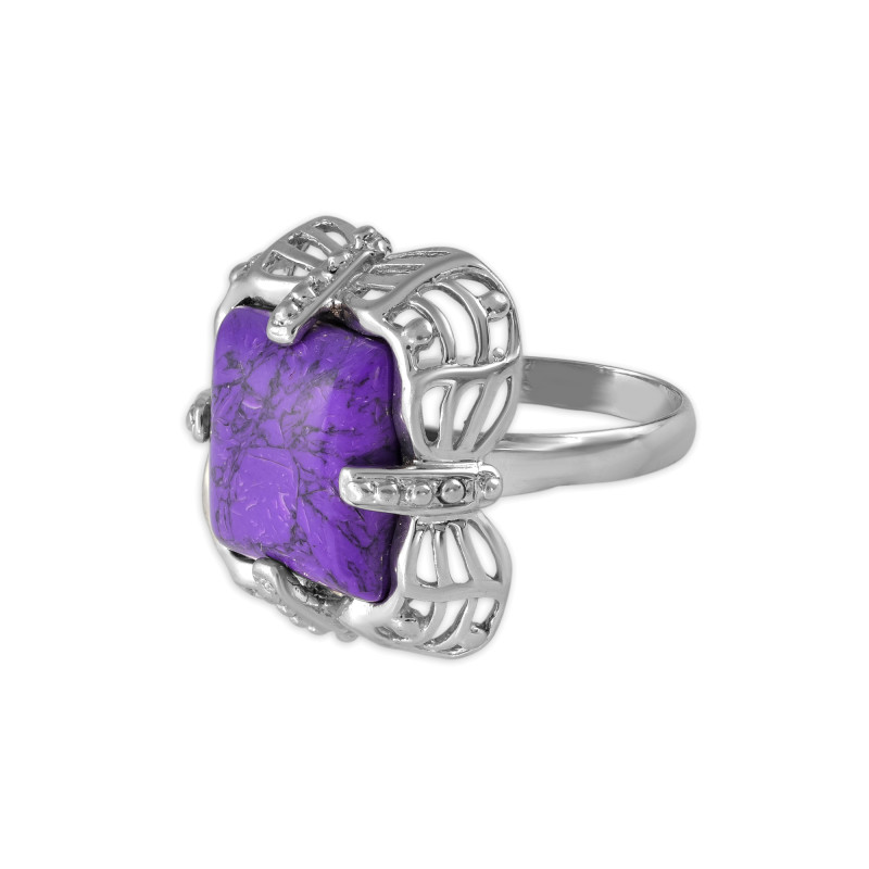 Кольцо из серебра с чароитом