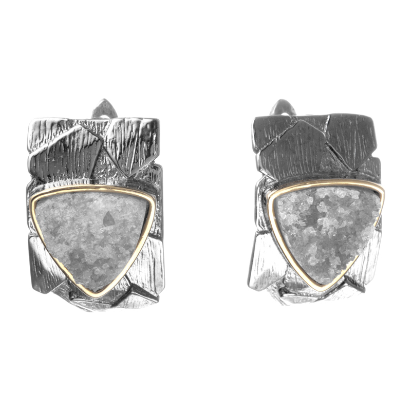 Серьги серебряные с друзой кварца