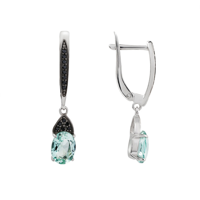 Серьги с празиолитом и шпинелью