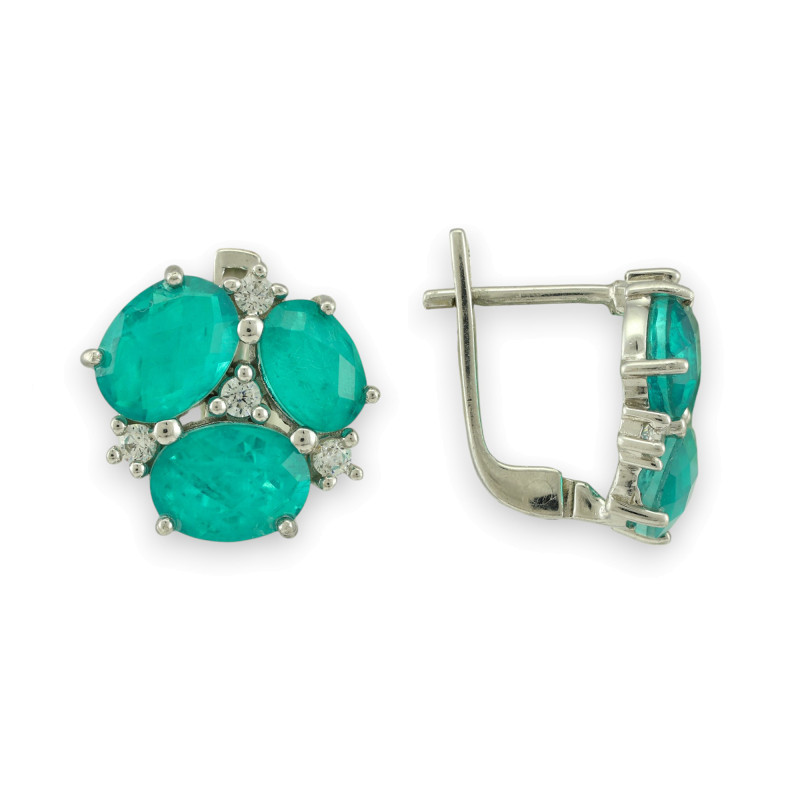 Серьги с турмалином и кубическим цирконием