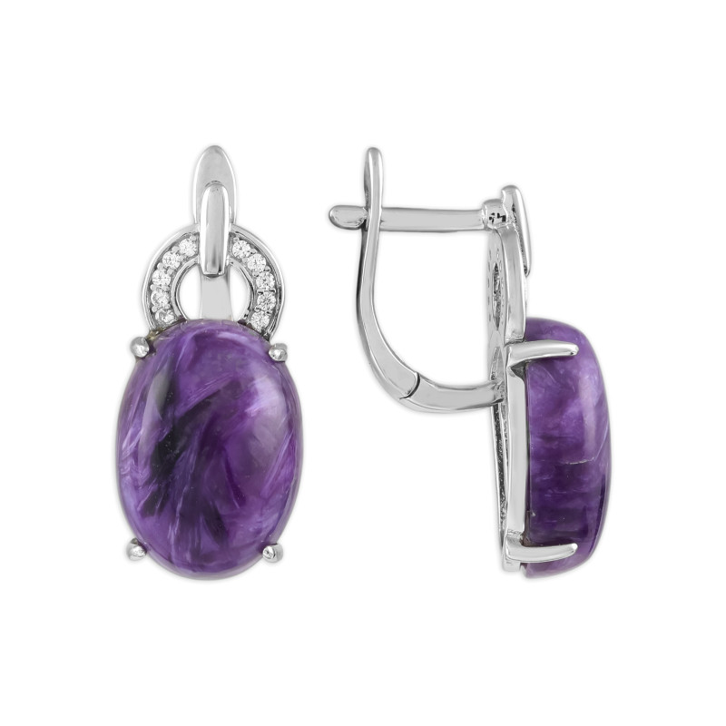 Серебряные серьги с чароитами