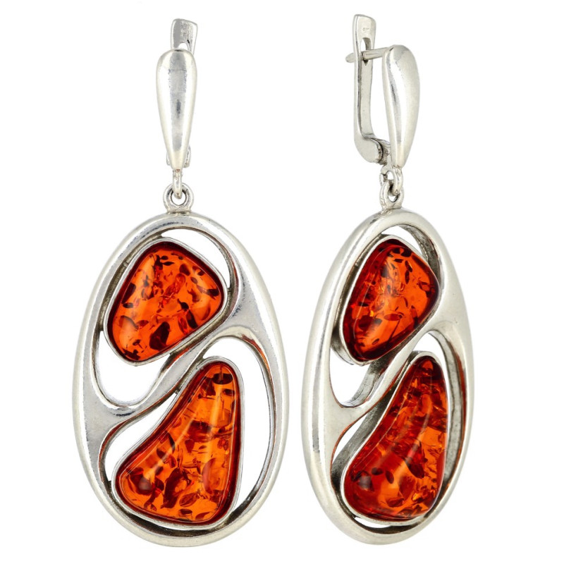 Серьги из серебра с янтарём