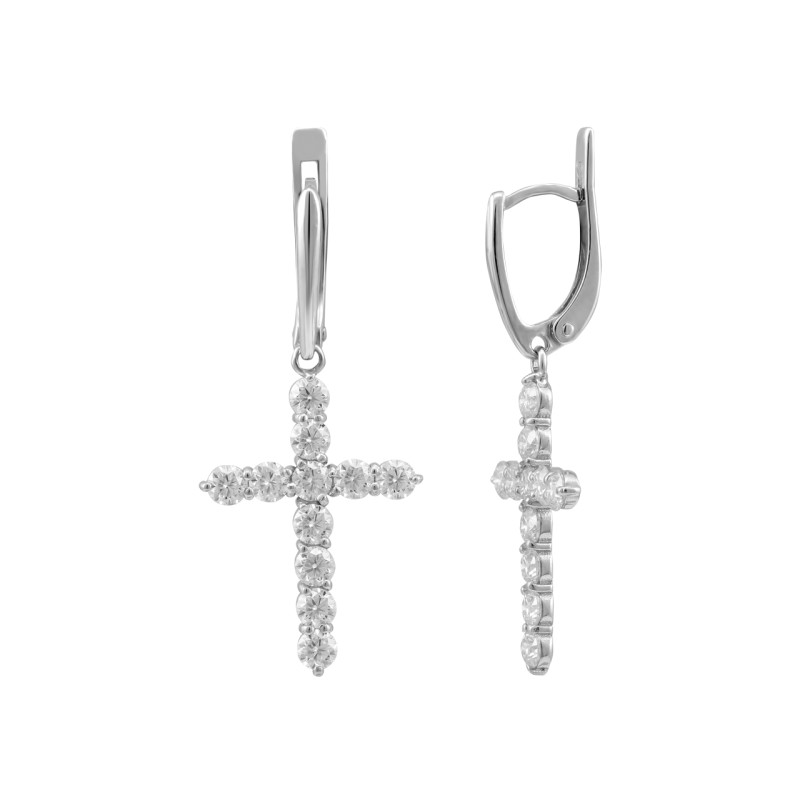 Серьги-крестики с муассанитами