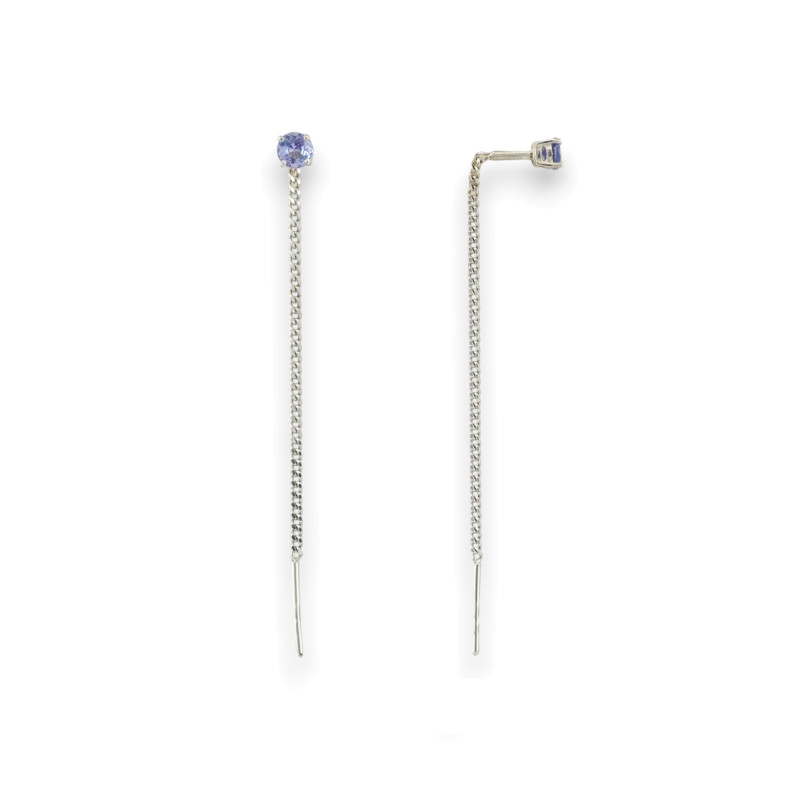 Серьги-продёвки с натуральным танзанитом
