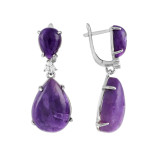Серьги из серебра с чароитом 