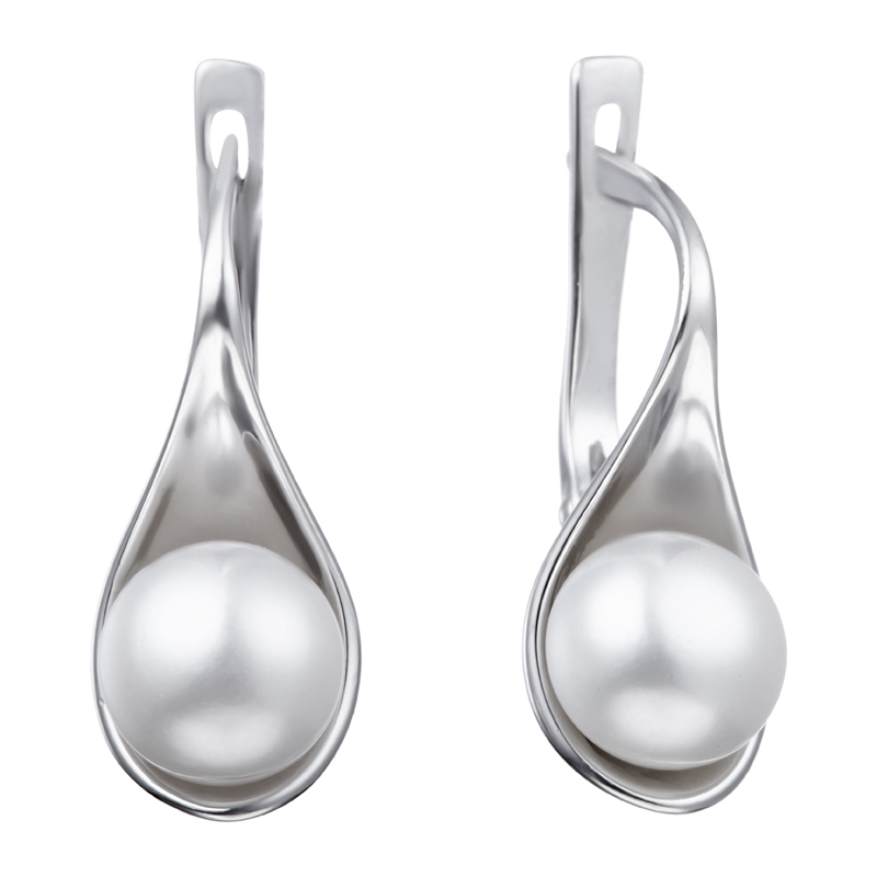 Серьги серебряные с жемчугом