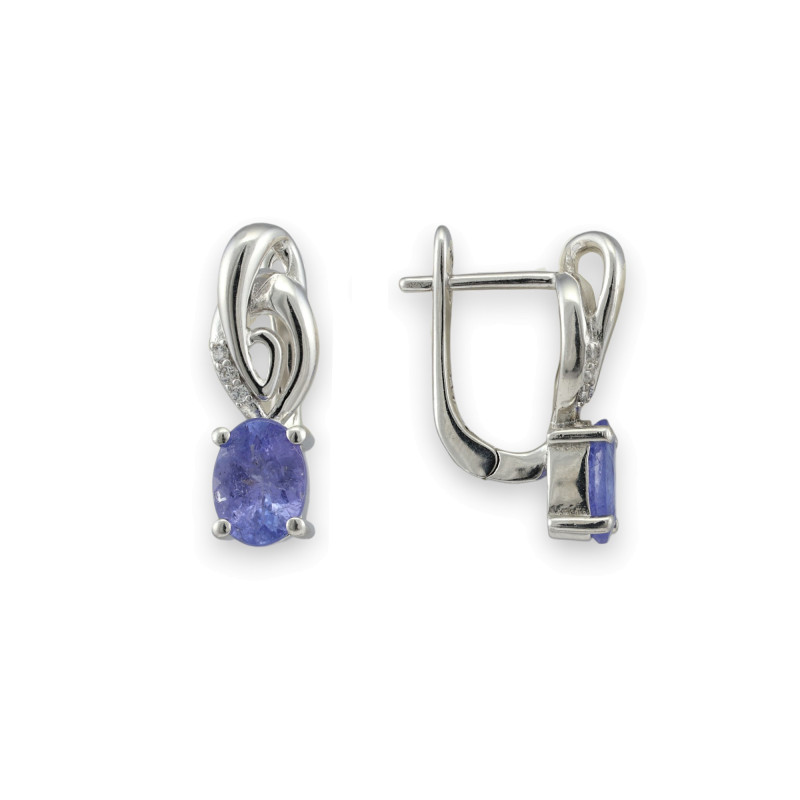Серьги с натуральным танзанитом и кубическим цирконием