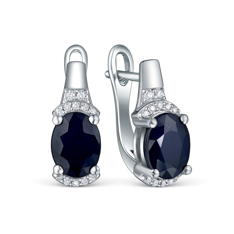 Серьги с сапфирами и цирконием
