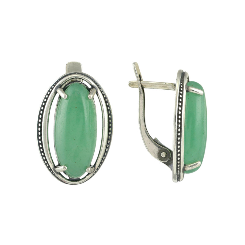 Серебряные серьги с нефритом
