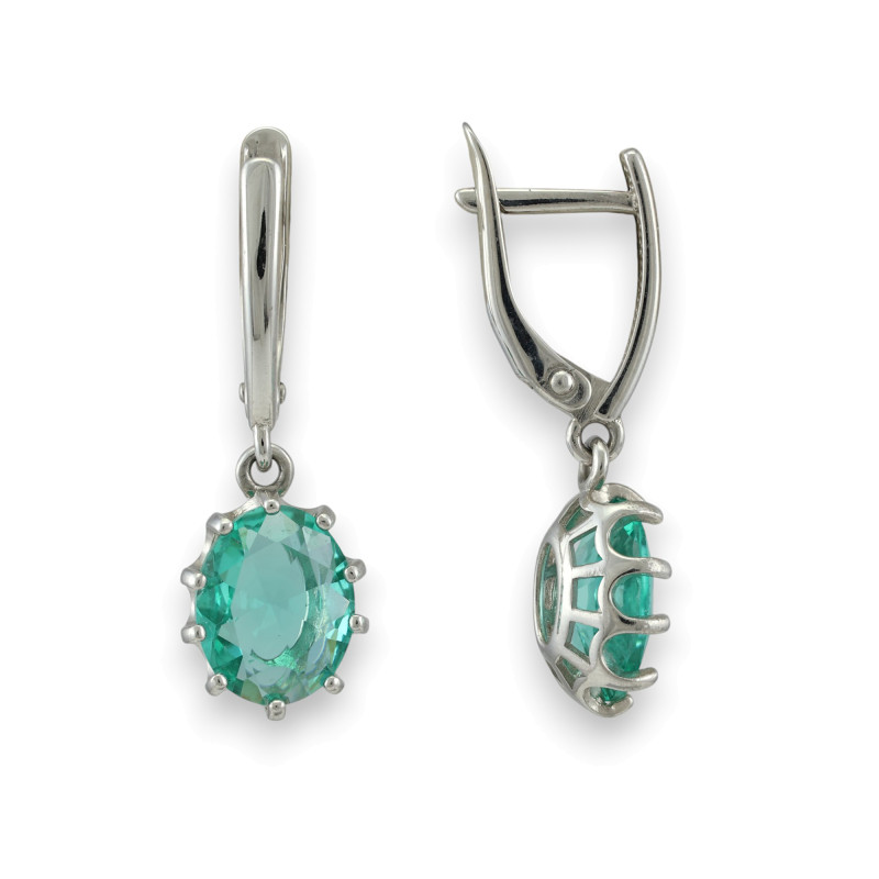 Серебряные серьги с турмалином параиба