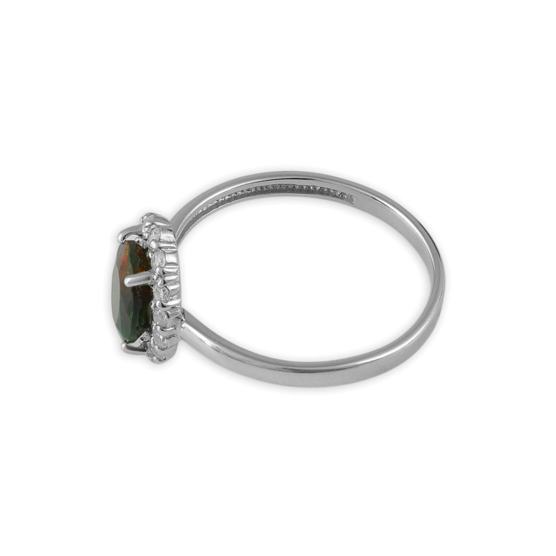 Серебряное кольцо с опалом и фианитами