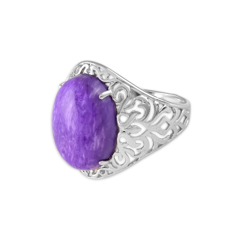 Кольцо из серебра с чароитом