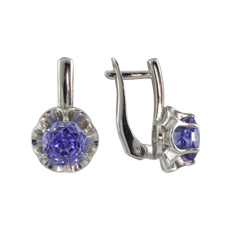 Серьги из серебра с синтетическими бриллиантами