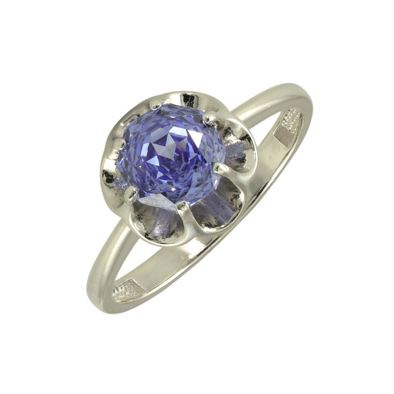 Серебряное кольцо с синтетическим бриллиантом