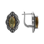 Серьги серебряные с выращенным султанитом и марказитом