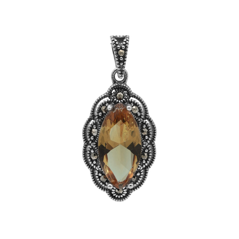 Подвеска с выращенным султанитом и марказитами