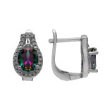 Серьги с выращенным топазом мистик и кубическим цирконием