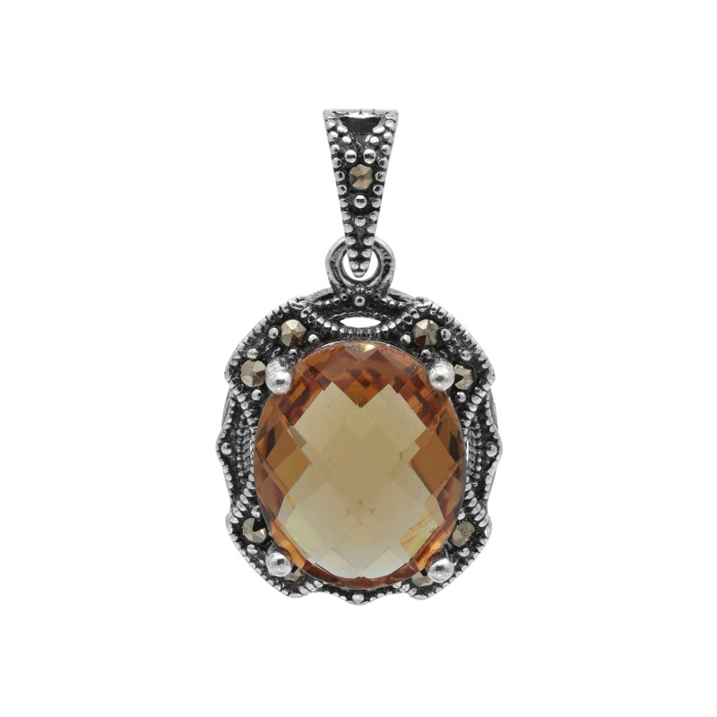 Подвеска с выращенным султанитом и марказитами