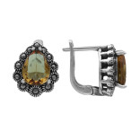 Серьги серебряные с султанитом и марказитами