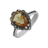 Кольцо серебряное с султанитом и марказитами